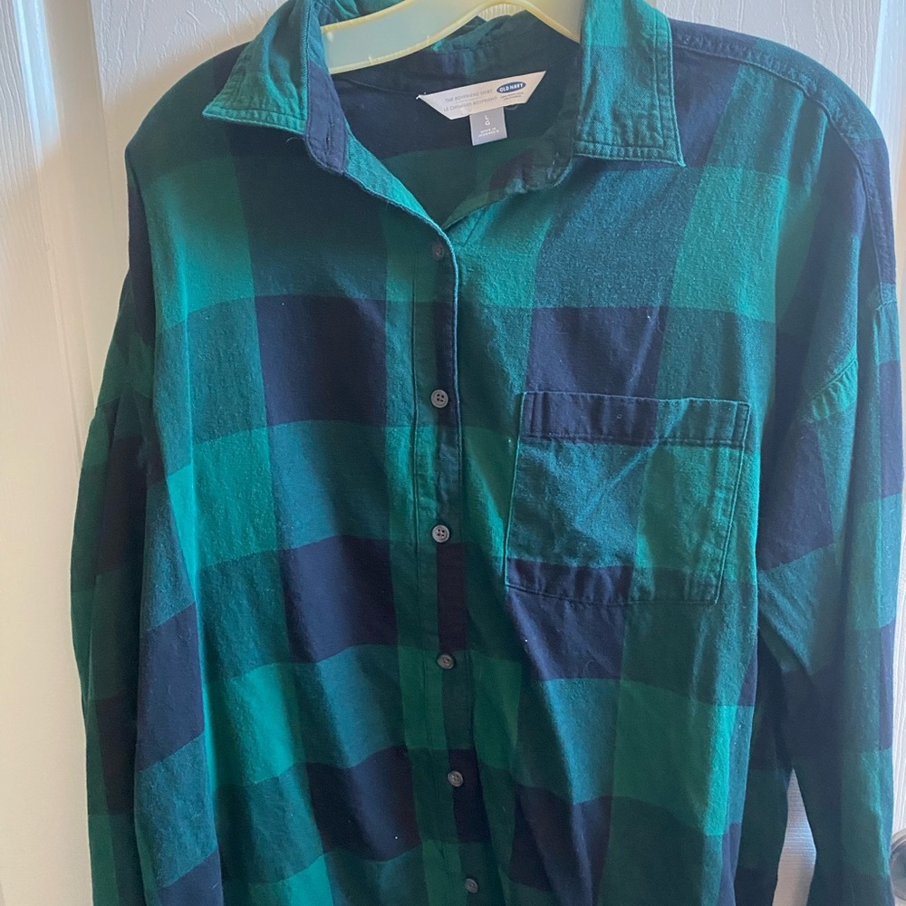 Old Navy women  Green Plaid Shirt